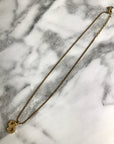 Christian D1OR CD Logo Rhinestone Necklace Gold Vintage wzptxx
