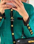 *FIRE PRICE* CH Champagne Gold CC Pendant Necklace with Multicolour Stones Detail