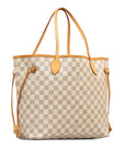 Beige LV Damier Azur Neverfull MM Tote Bag