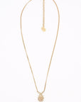 Christian D1OR CD Motif Necklace Gold Rhinestone