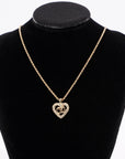 Christian D1OR CD Heart Motif Necklace Gold Rhinestone