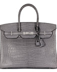 HMS Gris Paris Matte Alligator Leather Birkin 35cm Retourne Tote