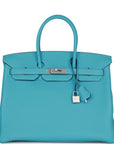 HMS Special Order (HSS) Birkin 35 Bleu du Nord Verso Togo Brushed Palladium Hardware