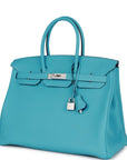 HMS Special Order (HSS) Birkin 35 Bleu du Nord Verso Togo Brushed Palladium Hardware