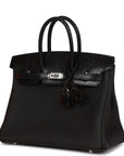 HMS Birkin 25 Black Lizard and Togo Touch Palladium Hardware