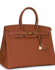 Top Quality HMS Birkin 35 Gold Togo Gold Hardware
