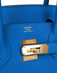HMS Birkin 30 Bleu Zellige Togo Gold Hardware