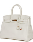HMS Special Order (HSS) Birkin 35 White Verso Clemence Gold Hardware