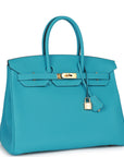 HMS Birkin 35 Bleu de Nord Togo Goldhardware