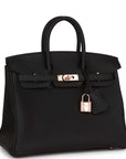 HMS Birkin 25 Black Togo Rose Gold Hardware