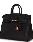 HMS Birkin 25 Black Togo Rose Gold Hardware