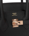 HMS Birkin 25 Black Togo Rose Gold Hardware