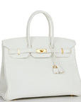 Top Quality HMS Birkin 35 White Clemence Gold Hardware