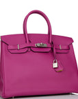 HMS Special Order (HSS) Birkin 35 Rose Pourpre Verso Swift Brushed Palladium Hardware