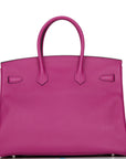 HMS Special Order (HSS) Birkin 35 Rose Pourpre Verso Swift Brushed Palladium Hardware