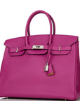 HMS Special Order (HSS) Birkin 35 Rose Pourpre Verso Swift Brushed Palladium Hardware