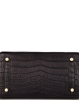 HMS Birkin 25 Black Matte Niloticus Crocodile Gold Hardware
