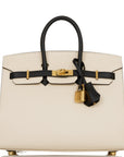 HMS Special Order (HSS) Birkin Sellier 25 Craie and Black Epsom Gold Hardware