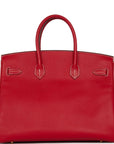 Top Quality HMS Birkin 35 Rouge Casaque Candy Epsom Permabrass Hardware