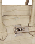 Top Quality HMS Birkin 35 Beton Matte Alligator Palladium Hardware