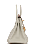 HMS Birkin 25 Gris Perle Togo Gold Hardware