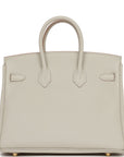 HMS Birkin 25 Gris Perle Togo Gold Hardware