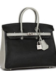 HMS Special Order (HSS) Birkin 25 Black and Gris Perle Chèvre Brushed Palladium Hardware