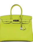 Top Quality HMS Birkin 35 Kiwi Candy Epsom Palladium Hardware