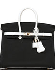 HMS Special Order (HSS) Birkin 25 Black and White Clemence Gold Hardware
