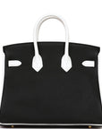 HMS Special Order (HSS) Birkin 25 Black and White Clemence Gold Hardware
