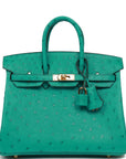 HMS Birkin 25 Vert Verone Ostrich Gold Hardware