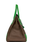 HMS Grizzly Ghillies Birkin 35 Vert de Gris, Bambou and Taupe Doblis Palladium Hardware
