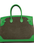 HMS Grizzly Ghillies Birkin 35 Vert de Gris, Bambou and Taupe Doblis Palladium Hardware