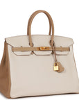 HMS Special Order (HSS) Birkin 35 Craie and Trench Clemence Brushed Gold Hardware