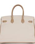 Top Quality HMS Special Order (HSS) Birkin 35 Craie and Trench Clemence Brushed Gold Hardware