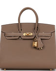 HMS Birkin Sellier 25 Etoupe Epsom Gold Hardware