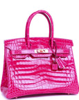 HMS Special Order (HSS) Birkin 30 Rose Scheherazade Shiny Niloticus Crocodile Gold Hardware