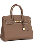 HMS Birkin 30 Etoupe Togo Gold Hardware