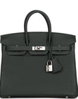 HMS Birkin 25 Vert Fonce Togo Palladium Hardware