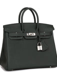 HMS Birkin 25 Vert Fonce Togo Palladium Hardware