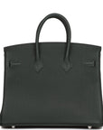 HMS Birkin 25 Vert Fonce Togo Palladium Hardware