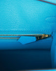 HMS Birkin Sellier 25 Bleu Frida Epsom Gold Hardware