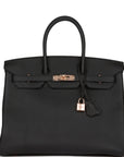 HMS Birkin 35 Black Togo Rose Gold Hardware