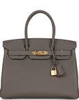 HMS Birkin 30 Gris Meyer Togo Gold Hardware