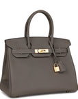 HMS Birkin 30 Gris Meyer Togo Gold Hardware