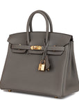 HMS Birkin 25 Gris Meyer Togo Gold Hardware