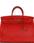Top Quality HMS Birkin 40 Rouge Casaque Togo Palladium Hardware