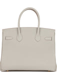 HMS Birkin 30 Gris Perle Togo Gold Hardware