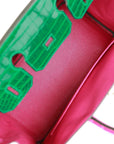 HMS Special Order (HSS) Birkin 30 Emerald and Rose Scheherazade Shiny Niloticus Crocodile Brushed Gold Hardware
