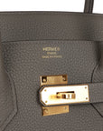 HMS Birkin 35 Gris Meyer Togo Gold Hardware